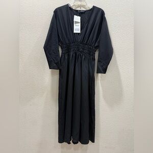 Zara Black Gathered Waist Dress